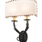 Meyda Lighting Ranchero 15" 2-Light Old Wrought Iron Wall Sconce With Cream Textrene Shade