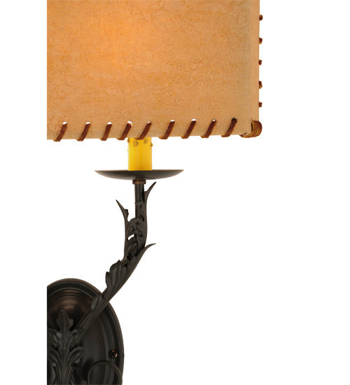 Meyda Lighting Ranchero 15" 2-Light Timeless Bronze Wall Sconce With Beige Shade