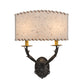 Meyda Lighting Ranchero 15" 2-Light Wrought Iron Wall Sconce With Beige Shade Paper