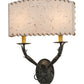 Meyda Lighting Ranchero 15" 2-Light Wrought Iron Wall Sconce With Beige Shade Paper