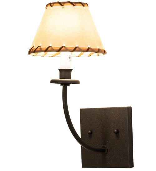 Meyda Lighting Ranchero 6" Dark Roast Wall Sconce With Beige Parchment Shade