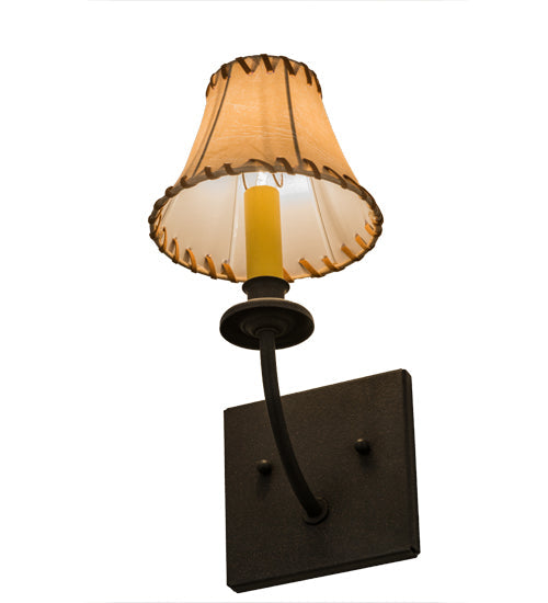 Meyda Lighting Ranchero 6" Dark Roast Wall Sconce With Brown Faux Leather Shade