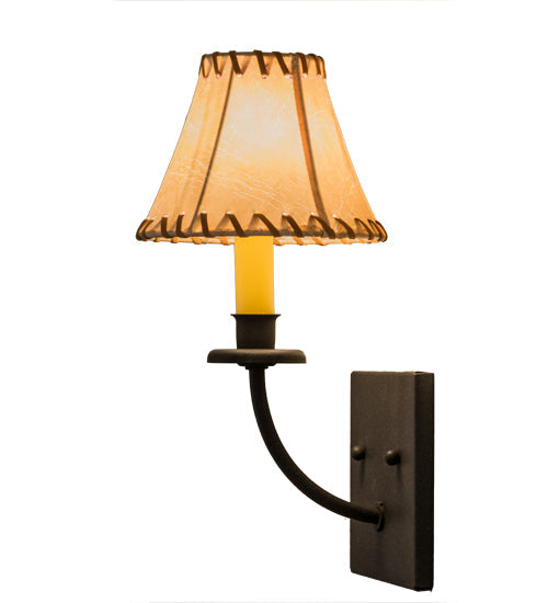 Meyda Lighting Ranchero 6" Dark Roast Wall Sconce With Brown Faux Leather Shade