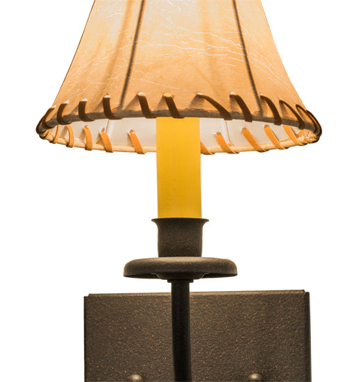 Meyda Lighting Ranchero 6" Dark Roast Wall Sconce With Brown Faux Leather Shade