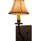 Meyda Lighting Ranchero 6" Dark Roast Wall Sconce With Brown Faux Leather Shade