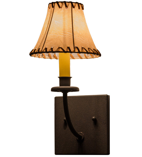 Meyda Lighting Ranchero 6" Dark Roast Wall Sconce With Brown Faux Leather Shade
