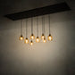 Meyda Lighting Raquel 24" 8-Light Solar Black Cascading Pendant Light With Amber Shade Glass