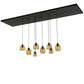 Meyda Lighting Raquel 24" 8-Light Solar Black Cascading Pendant Light With Amber Shade Glass
