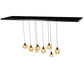 Meyda Lighting Raquel 24" 8-Light Solar Black Cascading Pendant Light With Amber Shade Glass