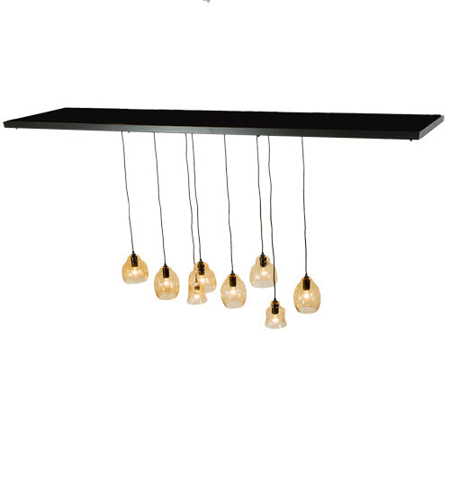Meyda Lighting Raquel 24" 8-Light Solar Black Cascading Pendant Light With Amber Shade Glass