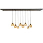 Meyda Lighting Raquel 24" 8-Light Solar Black Cascading Pendant Light With Amber Shade Glass