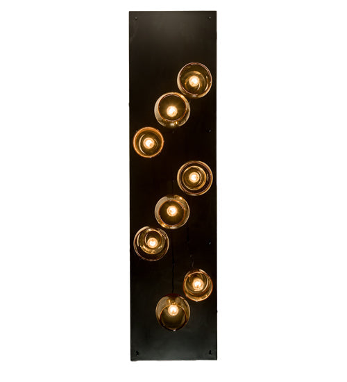Meyda Lighting Raquel 24" 8-Light Solar Black Cascading Pendant Light With Amber Shade Glass