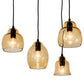 Meyda Lighting Raquel 24" 8-Light Solar Black Cascading Pendant Light With Amber Shade Glass