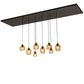 Meyda Lighting Raquel 24" 8-Light Solar Black Cascading Pendant Light With Amber Shade Glass