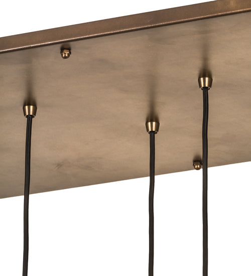 Meyda Lighting Raquel 54" 9-Light Antique Copper Cascading Pendant Light With Amber Shade Glass