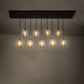 Meyda Lighting Raquel 54" 9-Light Antique Copper Cascading Pendant Light With Amber Shade Glass