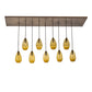 Meyda Lighting Raquel 54" 9-Light Antique Copper Cascading Pendant Light With Amber Shade Glass