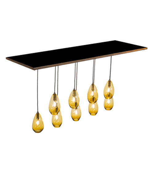 Meyda Lighting Raquel 54" 9-Light Antique Copper Cascading Pendant Light With Amber Shade Glass