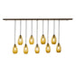 Meyda Lighting Raquel 54" 9-Light Antique Copper Cascading Pendant Light With Amber Shade Glass