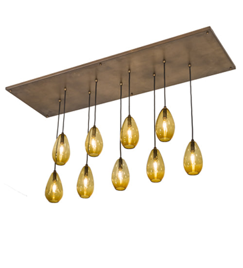 Meyda Lighting Raquel 54" 9-Light Antique Copper Cascading Pendant Light With Amber Shade Glass