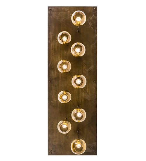 Meyda Lighting Raquel 54" 9-Light Antique Copper Cascading Pendant Light With Amber Shade Glass