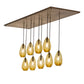 Meyda Lighting Raquel 54" 9-Light Antique Copper Cascading Pendant Light With Amber Shade Glass