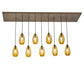 Meyda Lighting Raquel 54" 9-Light Antique Copper Cascading Pendant Light With Amber Shade Glass