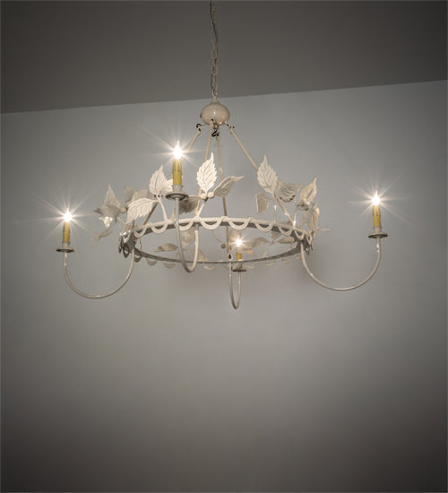 Meyda Lighting Raspberry 44" 4-Light Almond Chandelier With Ivory Faux Candlelight