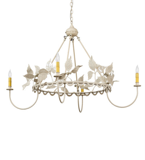 Meyda Lighting Raspberry 44" 4-Light Almond Chandelier With Ivory Faux Candlelight