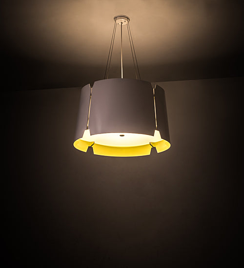 Meyda Lighting Ratchet 28" 4-Light White Pendant Light With White & Sulfur Yellow Shade
