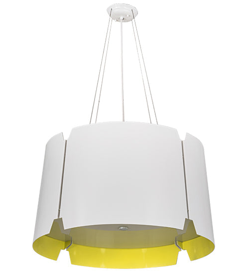 Meyda Lighting Ratchet 28" 4-Light White Pendant Light With White & Sulfur Yellow Shade
