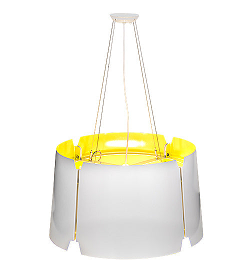 Meyda Lighting Ratchet 28" 4-Light White Pendant Light With White & Sulfur Yellow Shade