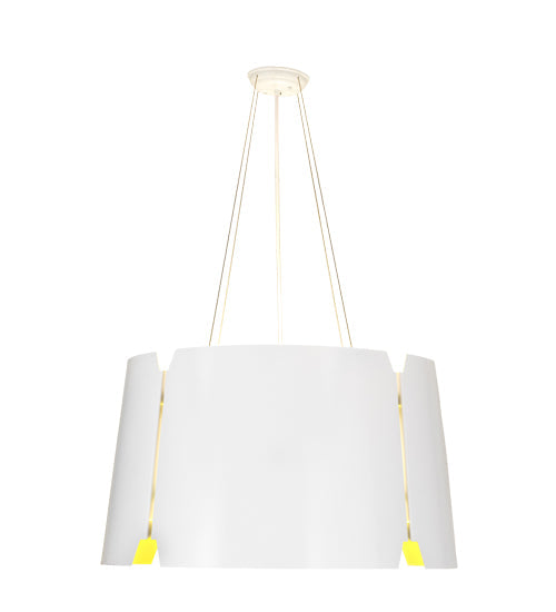 Meyda Lighting Ratchet 28" 4-Light White Pendant Light With White & Sulfur Yellow Shade