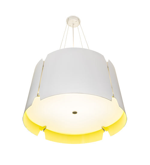 Meyda Lighting Ratchet 28" 4-Light White Pendant Light With White & Sulfur Yellow Shade