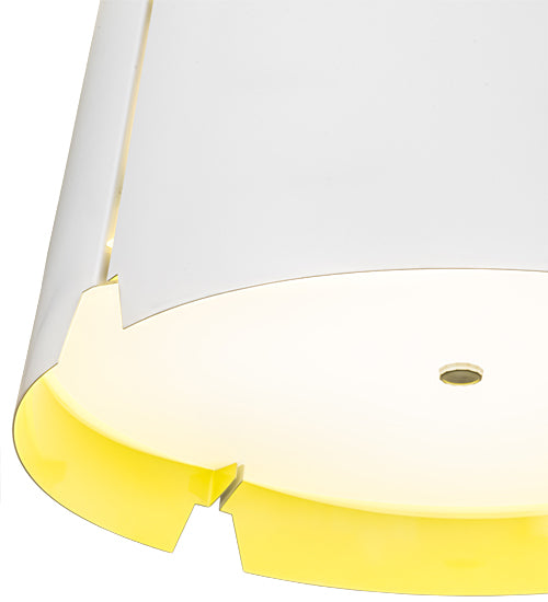 Meyda Lighting Ratchet 28" 4-Light White Pendant Light With White & Sulfur Yellow Shade