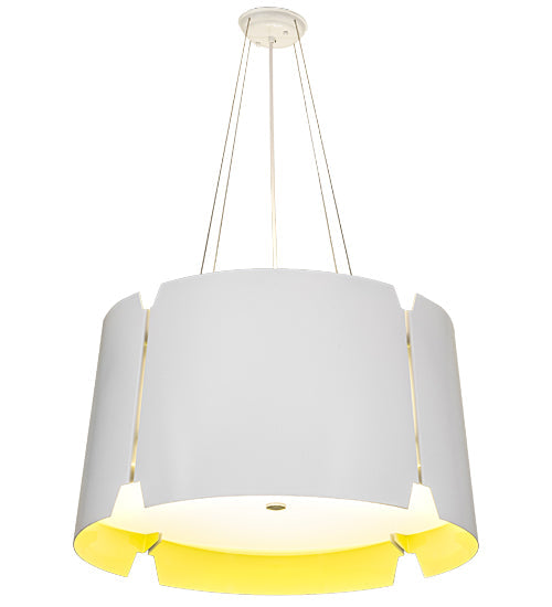 Meyda Lighting Ratchet 28" 4-Light White Pendant Light With White & Sulfur Yellow Shade