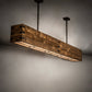 Meyda Lighting Reclamare 120" 12-Light Natural Wood & Oil Rubbed Bronze Island Pendant Light With Silver Mica Shade Glass
