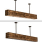 Meyda Lighting Reclamare 120" 12-Light Natural Wood & Oil Rubbed Bronze Island Pendant Light With Silver Mica Shade Glass