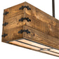 Meyda Lighting Reclamare 120" 12-Light Natural Wood & Oil Rubbed Bronze Island Pendant Light With Silver Mica Shade Glass