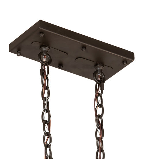 Meyda Lighting Reclamare 60" 12-Light Oil Rubbed Bronze Island Pendant Light With Silver Mica Shade Glass
