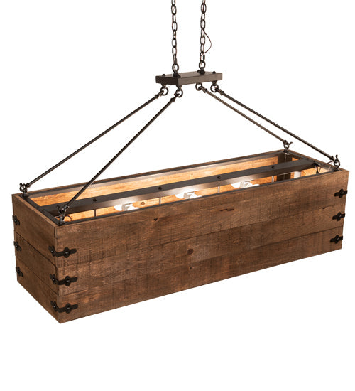 Meyda Lighting Reclamare 60" 12-Light Oil Rubbed Bronze Island Pendant Light With Silver Mica Shade Glass