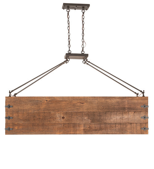 Meyda Lighting Reclamare 60" 12-Light Oil Rubbed Bronze Island Pendant Light With Silver Mica Shade Glass