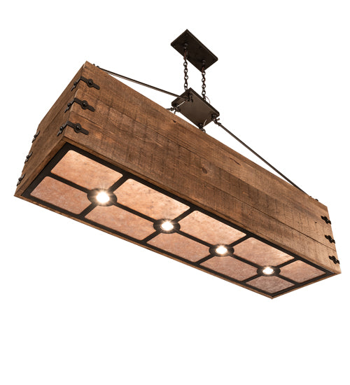 Meyda Lighting Reclamare 60" 12-Light Oil Rubbed Bronze Island Pendant Light With Silver Mica Shade Glass
