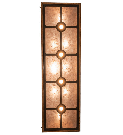 Meyda Lighting Reclamare 60" 12-Light Oil Rubbed Bronze Island Pendant Light With Silver Mica Shade Glass