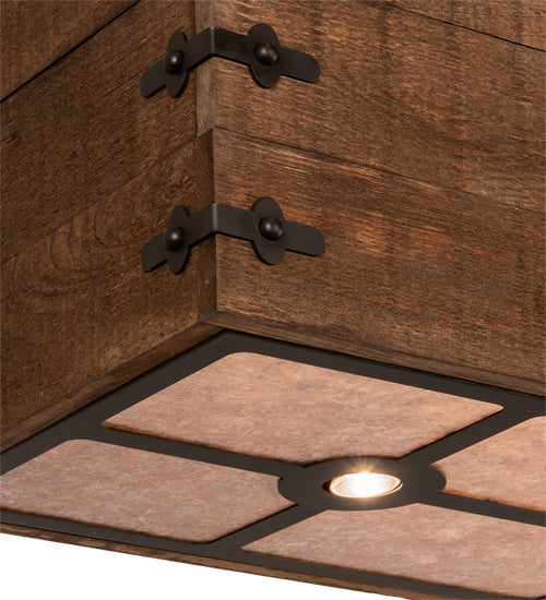 Meyda Lighting Reclamare 60" 12-Light Oil Rubbed Bronze Island Pendant Light With Silver Mica Shade Glass