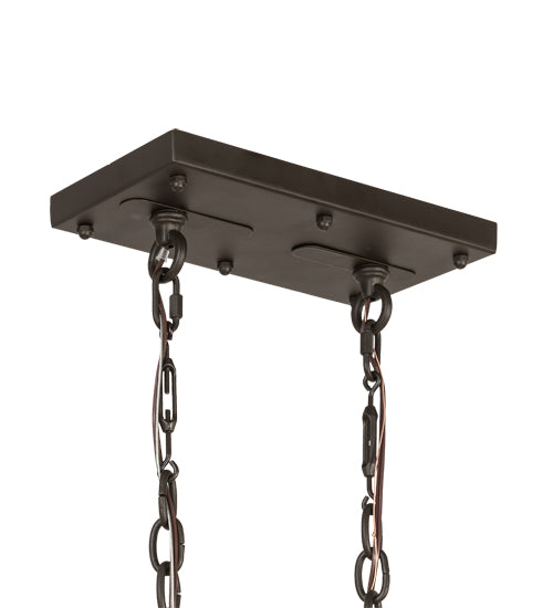 Meyda Lighting Reclamare 61" 12-Light Oil Rubbed Bronze Island Pendant Light With Silver Mica Shade Glass