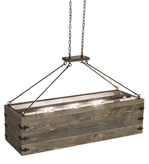Meyda Lighting Reclamare 61" 12-Light Oil Rubbed Bronze Island Pendant Light With Silver Mica Shade Glass