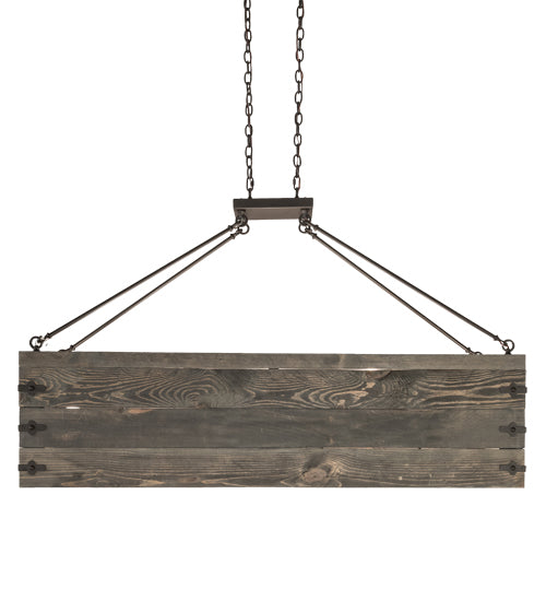 Meyda Lighting Reclamare 61" 12-Light Oil Rubbed Bronze Island Pendant Light With Silver Mica Shade Glass