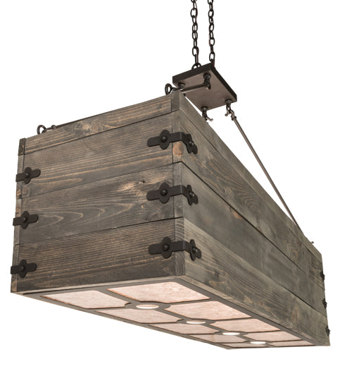 Meyda Lighting Reclamare 61" 12-Light Oil Rubbed Bronze Island Pendant Light With Silver Mica Shade Glass