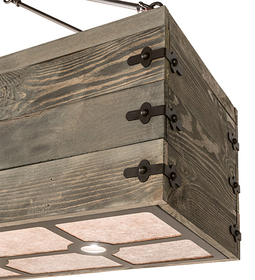 Meyda Lighting Reclamare 61" 12-Light Oil Rubbed Bronze Island Pendant Light With Silver Mica Shade Glass